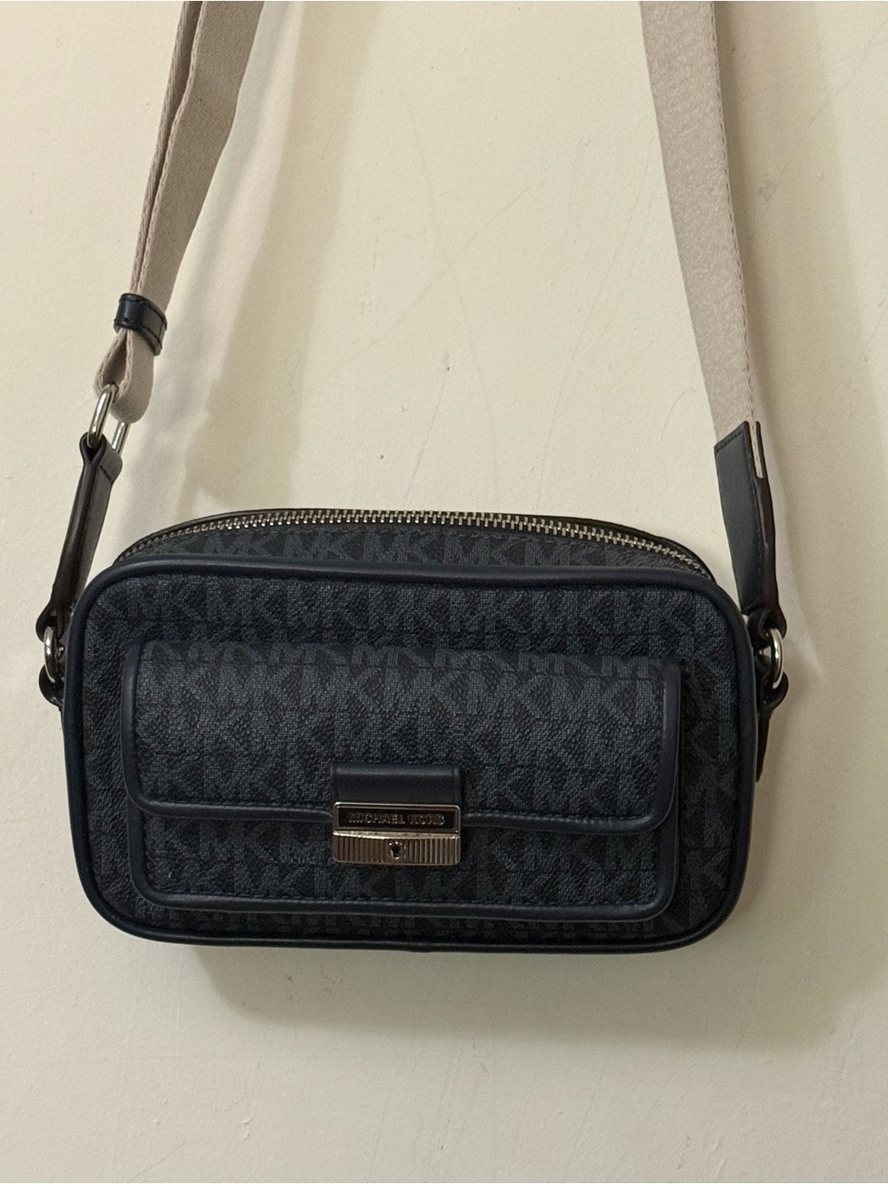 Michael Kors Black and Beige Logo Messenger Bag